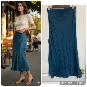 Intimate free people satin wrap over midi skirt size L